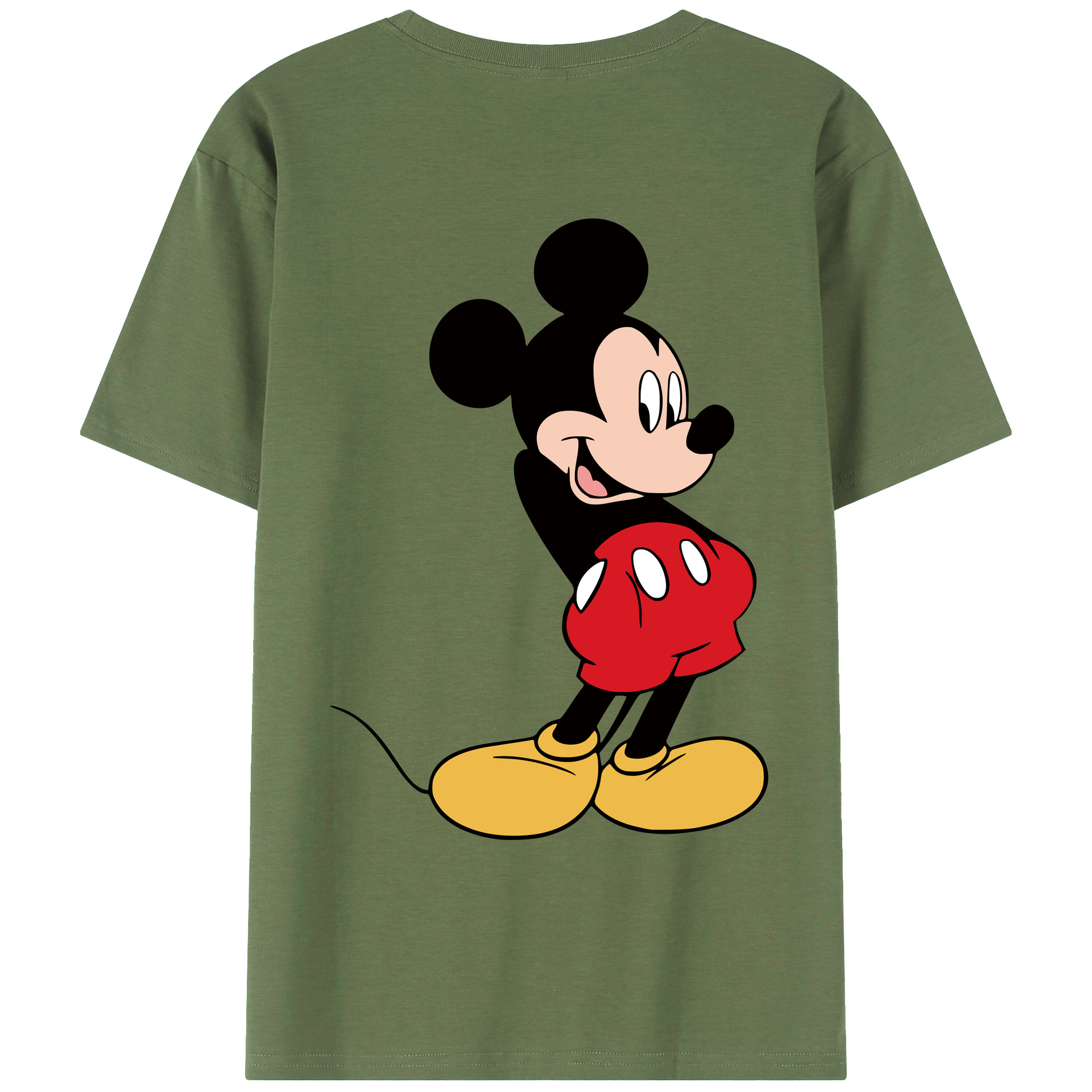ミッキーマウス Mickey Mouse 綿100％ メンズ半袖Tシャツ（バックプリント） 通気性